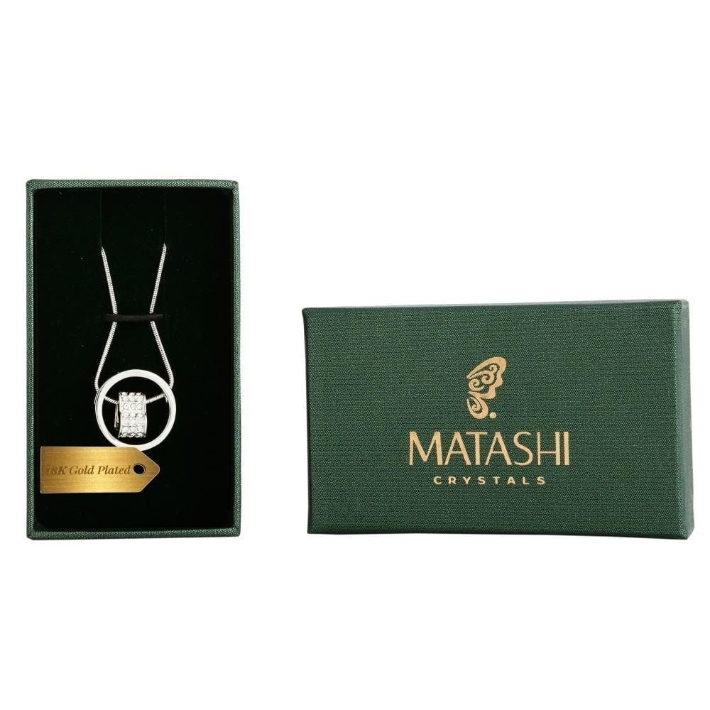 Rhodium Plated Necklace With Suspended 3D Heart Design With A 16 Extendable Chain And High Quality Crystals By Matashi