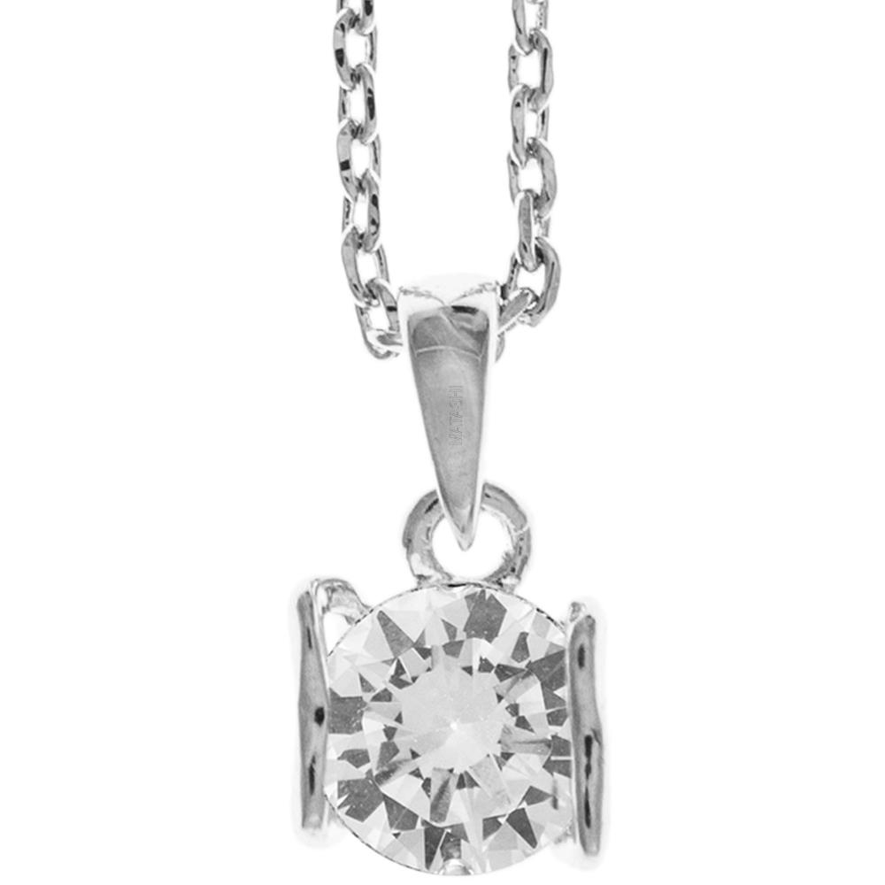18K White Gold Plated Necklace With A Heart Of Crystal Design With A 16 Extendable Chain And High Quality Crystals By Matashi