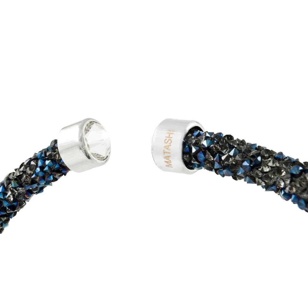 Metallic Blue Glittery Crystal Choker Necklace By Matashi