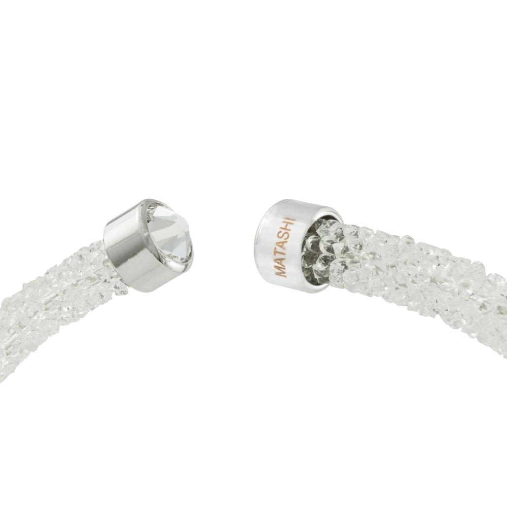 White Glittery Crystal Choker Necklace By Matashi