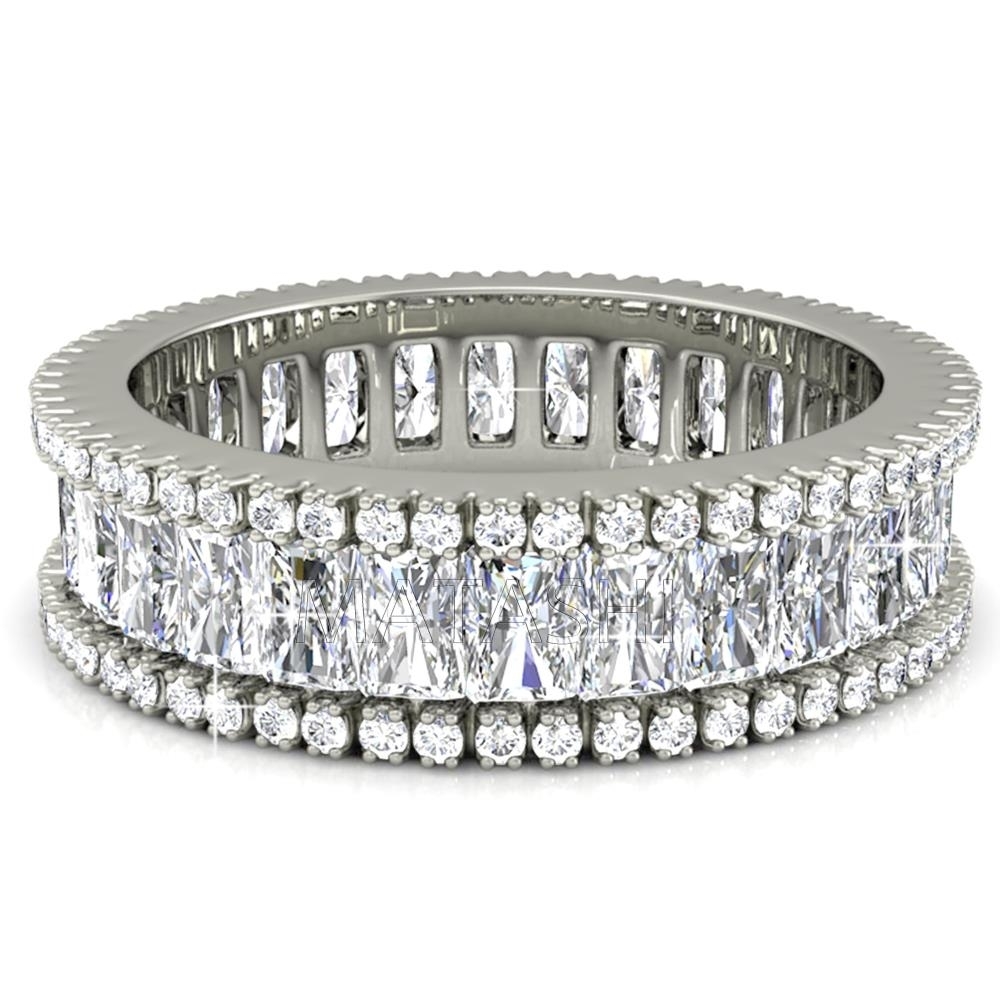 18k White Gold-Plated Eternity Ring For Women (size 6)