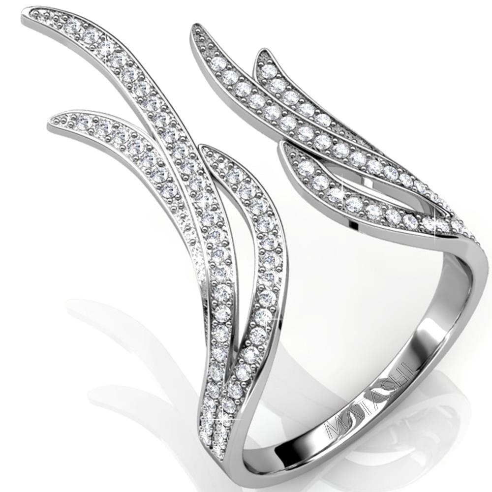 18k White Gold Plated Open Style Ring For Women Size 6