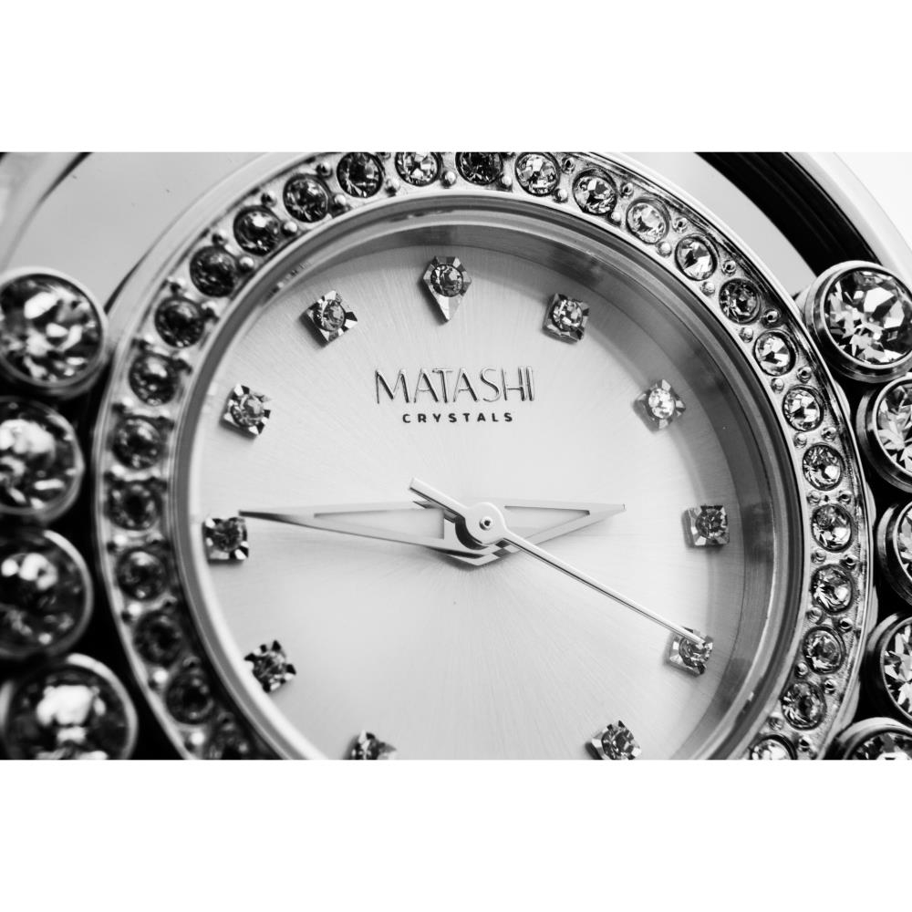 Matashi Crystals 18K White Gold Plated Women's Watch With 64 High Quality Crystals And A Shimmering Diamond