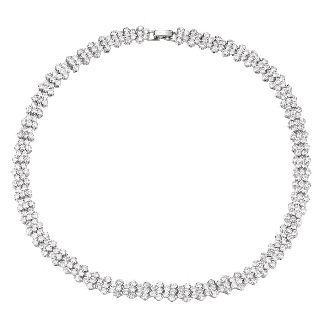 Rhodium Plated Earrings Bracelet & Necklace Set