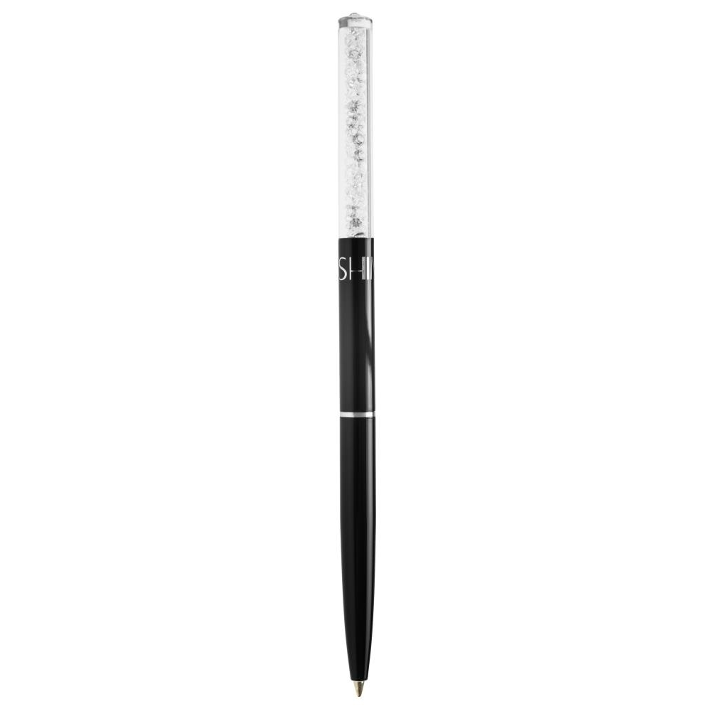 Black Chrome Plated Stylish Ballpoint Pen With A Miniature Crystalline Top By Matashi
