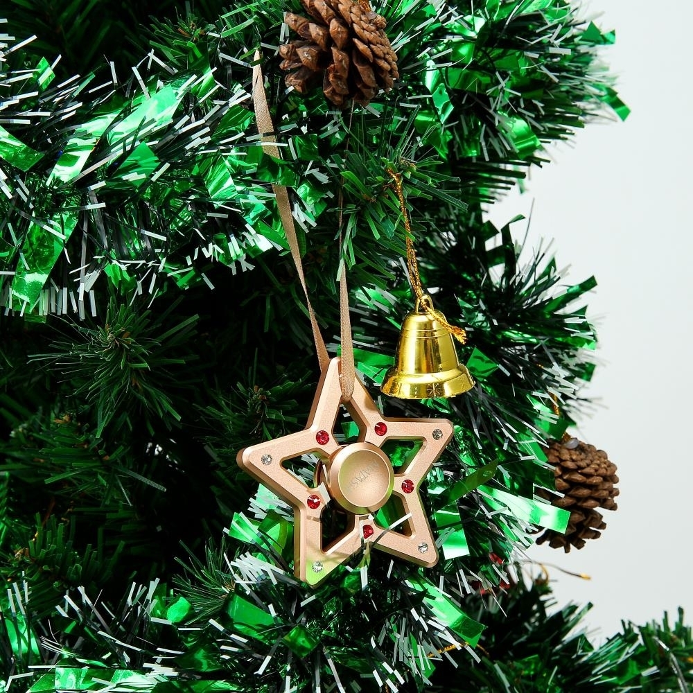 Rose Gold Plated Hanging Christmas Tree Star Spinner Ornament W/ Matashi Crystals