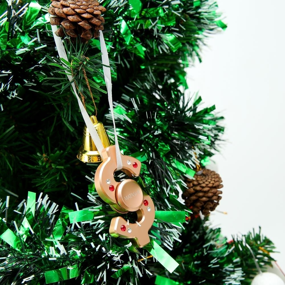 Rose Gold Plated Hanging Christmas Tree Dollar Sign Spinner Ornament W/ Matashi Crystals