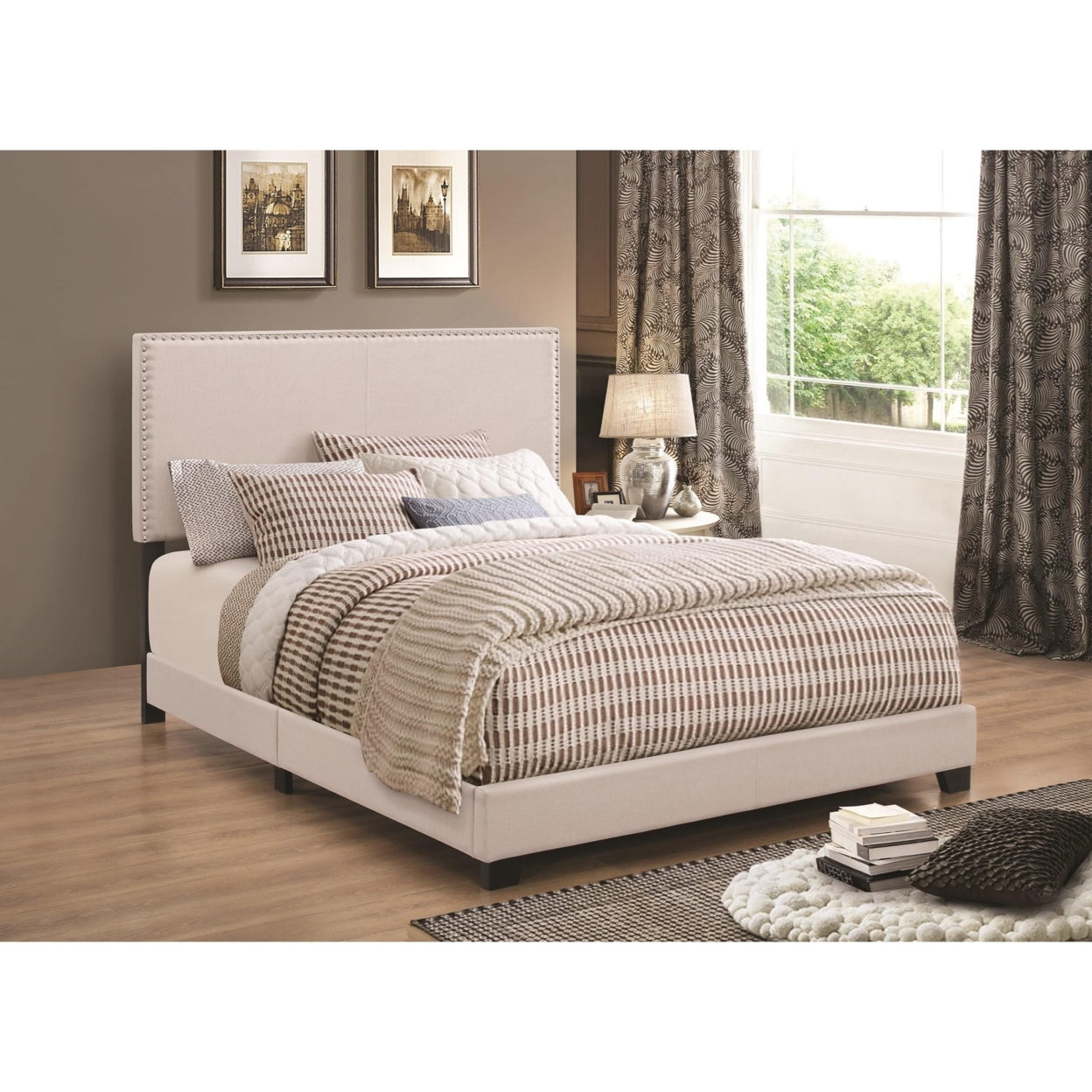 Modern Panel Twin Bed, Ivory- Saltoro Sherpi