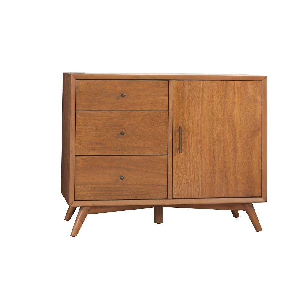 40 Inch Mahogany Wood Sideboard Cabinet Console, 3 Drawers, Walnut Brown- Saltoro Sherpi