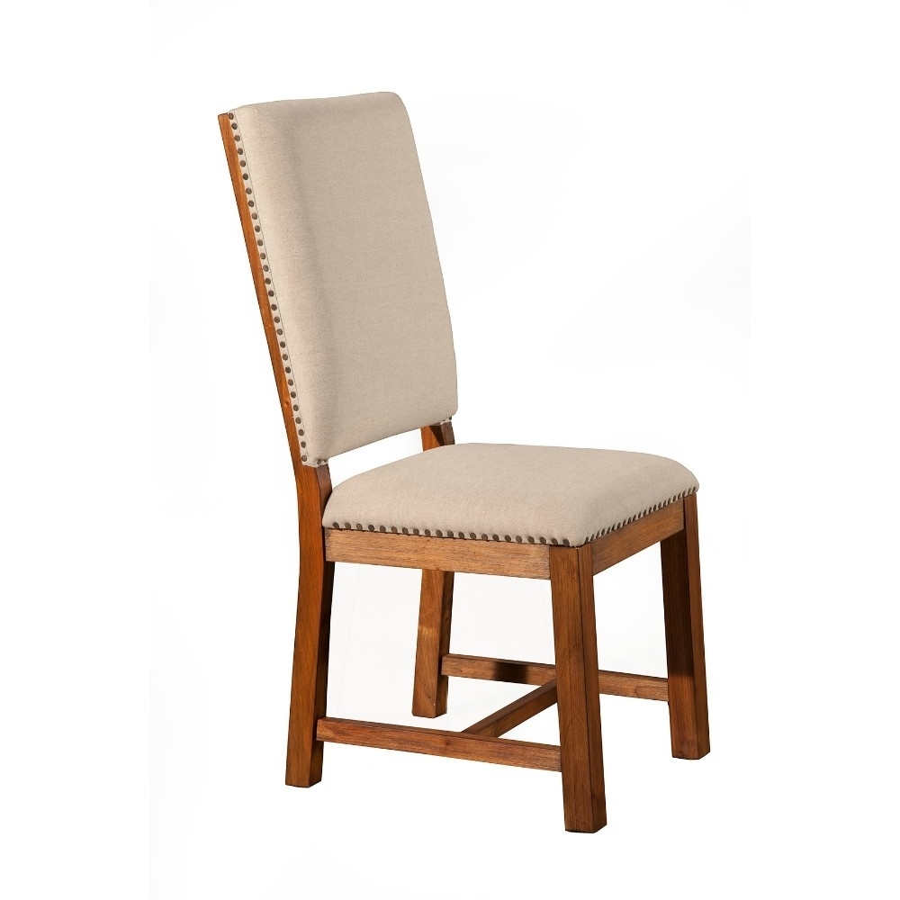 Chicly Upholstered Mahogany Wood Chairs, Brown (Set Of 2)- Saltoro Sherpi
