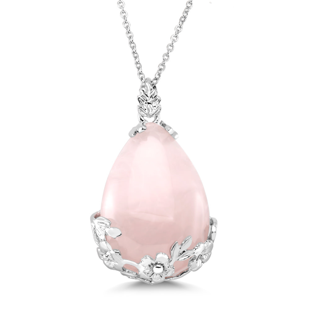 Pink Tourmaline Rose Drop Necklace