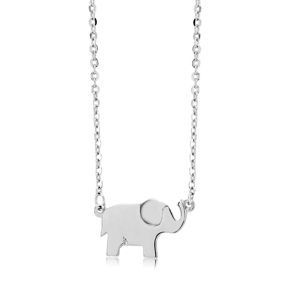 White Gold Elephant Drop Necklace