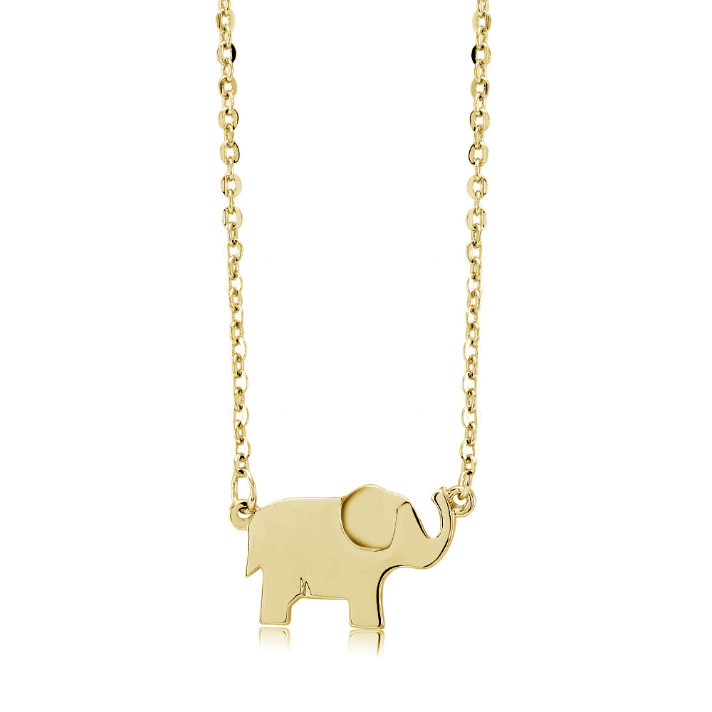Yellow Gold Elephant Drop Necklace