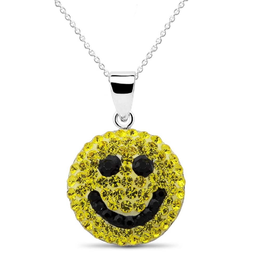 Crystal Round Smiley Necklace