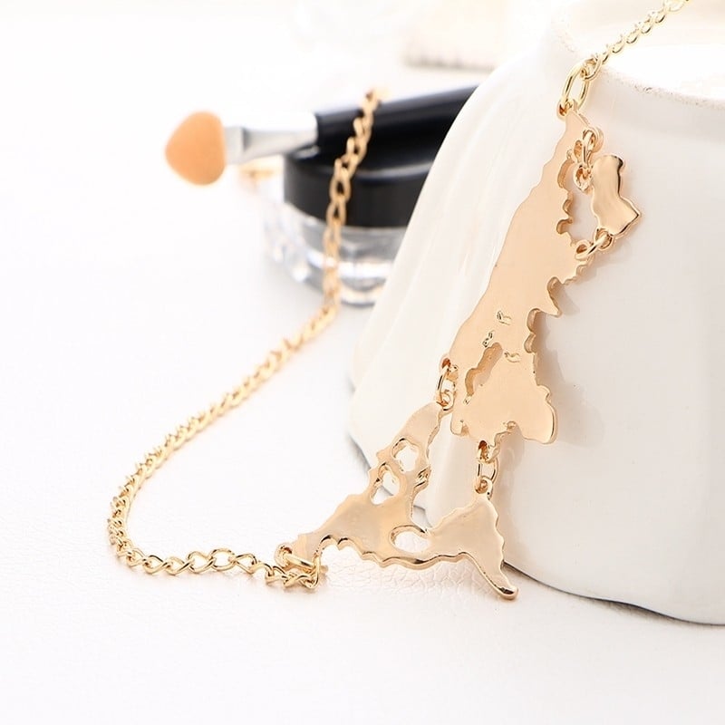 Yellow Gold Map Necklace
