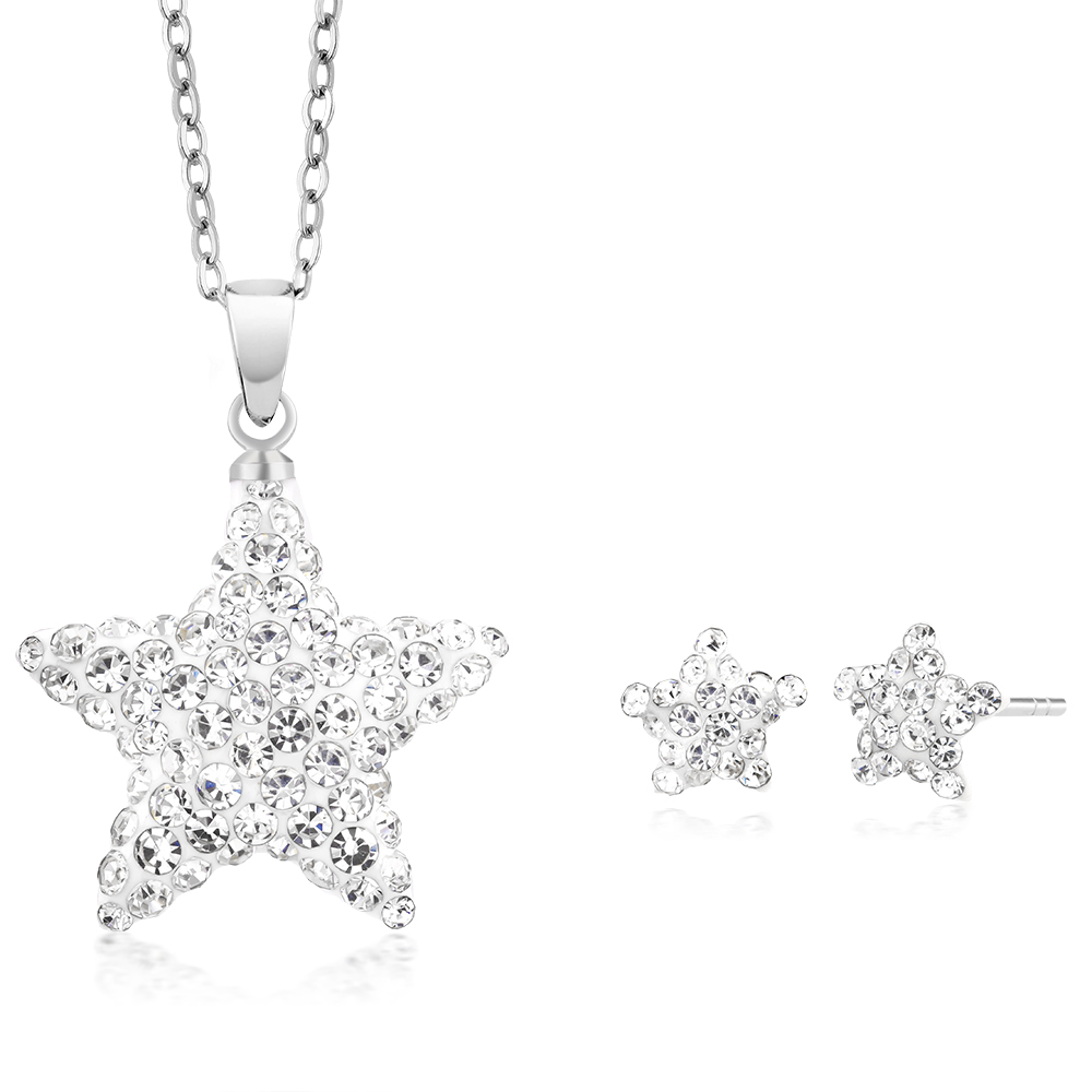 Star Crystal Earrings And Necklace Set