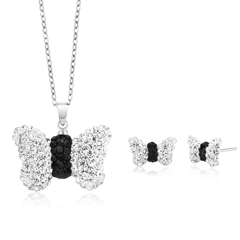 Butterfly Crystal Earring And Necklace Set
