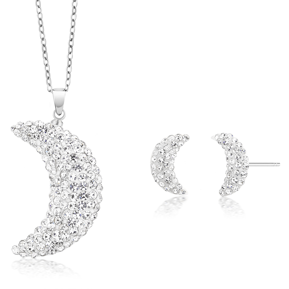 Moon Crystal Earring And Necklace Set