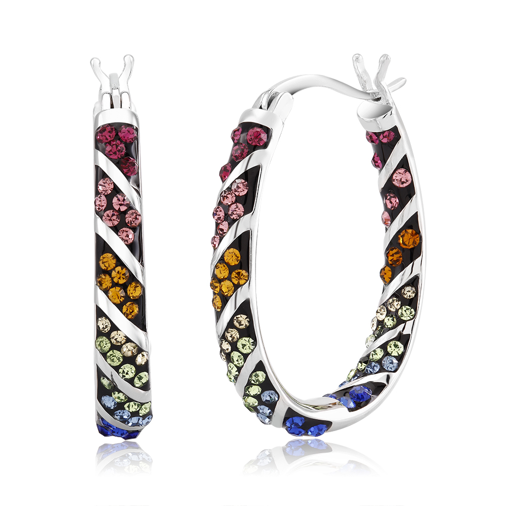 Multi Colored Crystal Hoop Earrings