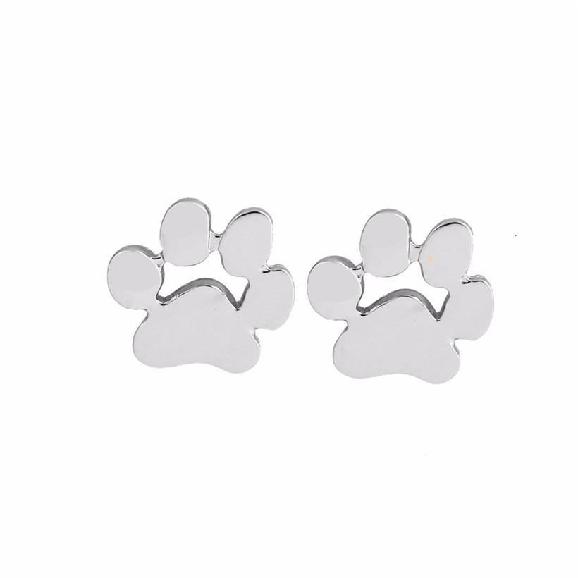 White Paw Stud Earrings