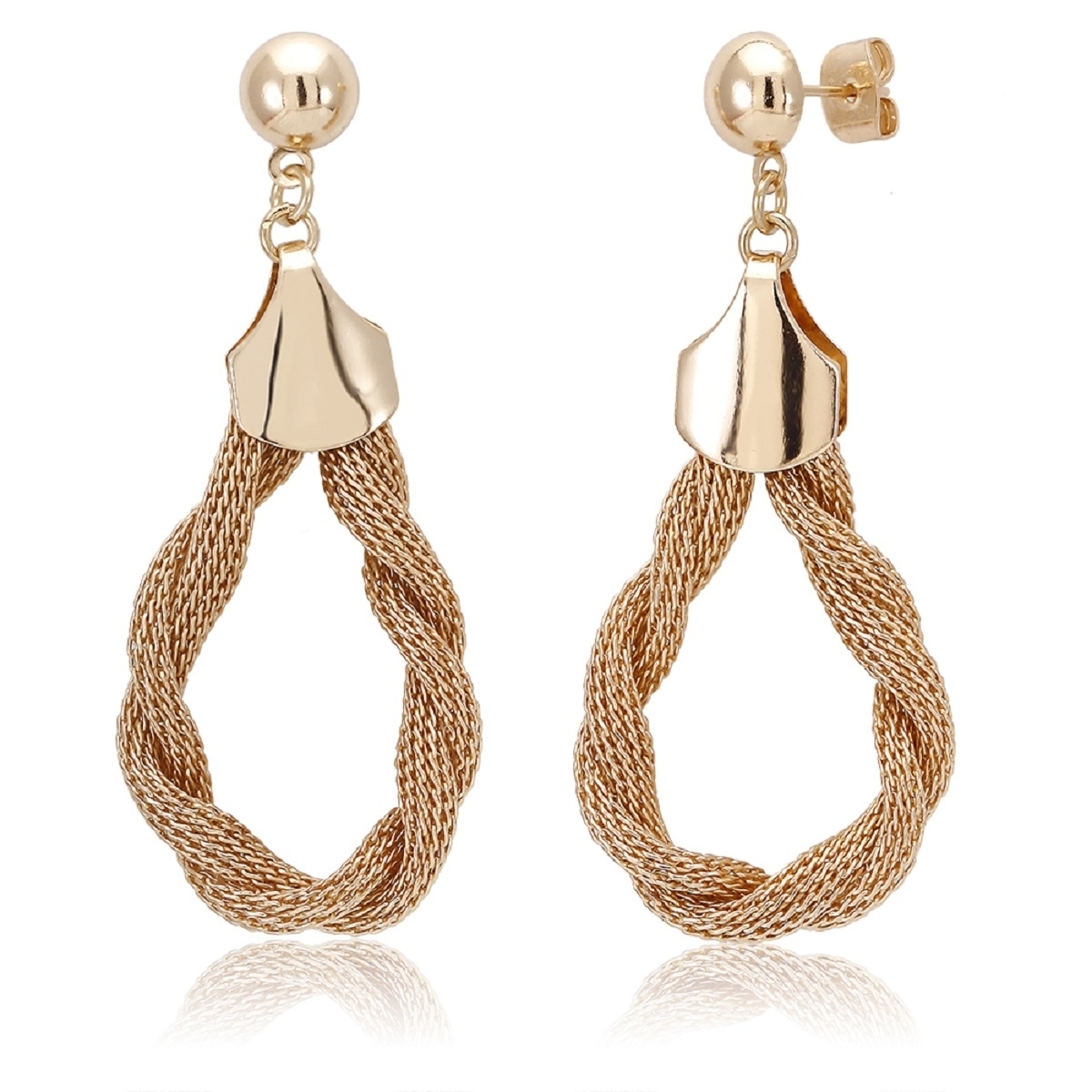 Twirl Drop Gold Plated Earrings