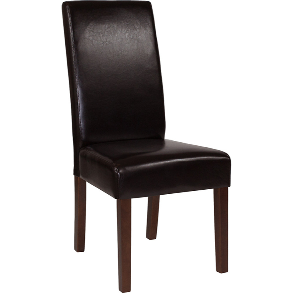 Greenwich Series Brown Leather Parsons Chair