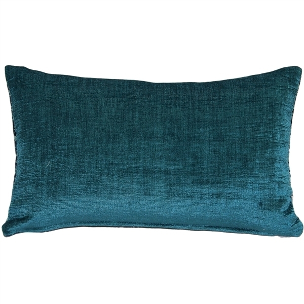 Pillow Decor - Visconti Teal Blue Chenille Throw Pillow 12x20