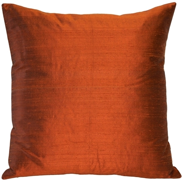 Pillow Decor - Sankara Burnt Orange Silk Throw Pillow 16x16