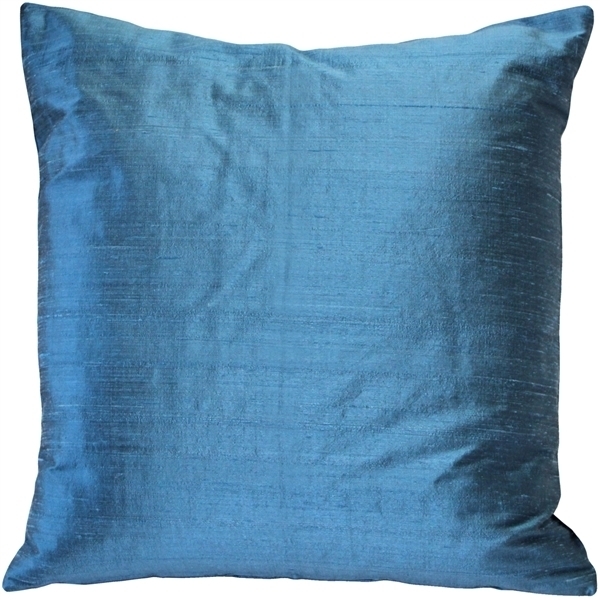 Pillow Decor - Sankara Marine Blue Silk Throw Pillow 18x18