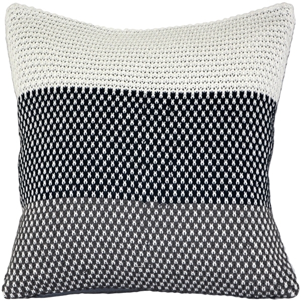 Pillow Decor - Hygge Tri-Stripe Blue Knit Pillow