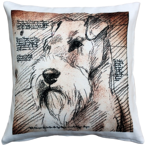 Pillow Decor - Schnauzer Looking Left Dog Pillow 17x17
