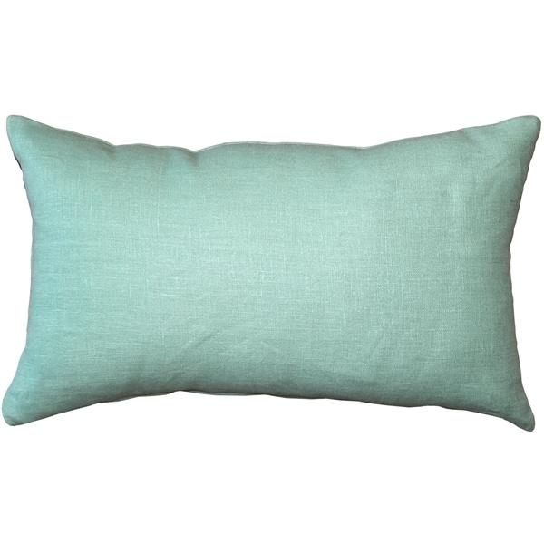 Pillow Decor - Tuscany Linen Aqua Green 12x19 Throw Pillow