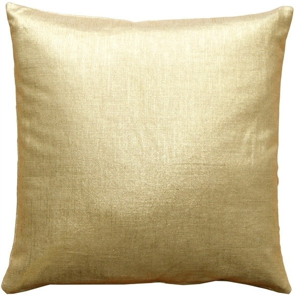 Pillow Decor - Tuscany Linen Gold Metallic 16x16 Throw Pillow