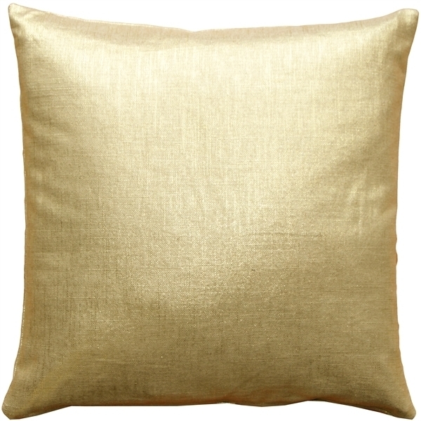 Pillow Decor - Tuscany Linen Gold Metallic 20x20 Throw Pillow