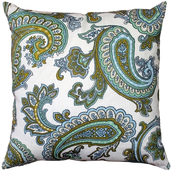 Pillow Decor - Tuscany Linen Forest Paisley Throw Pillow 22x22