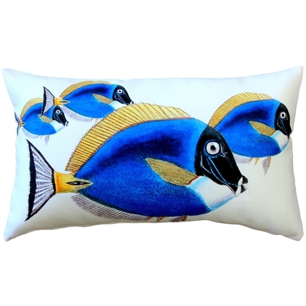 Pillow Decor - Blue Surgeonfish Fish Pillow 12x19