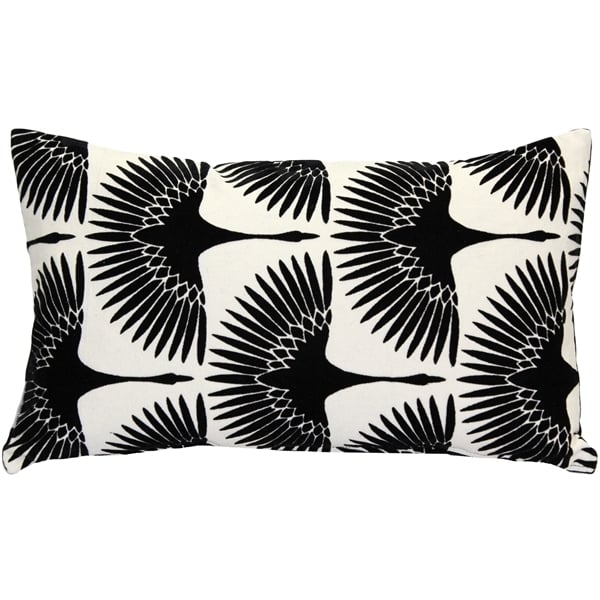 Pillow Decor - Winter Flock Black And White Throw Pillow 12x20