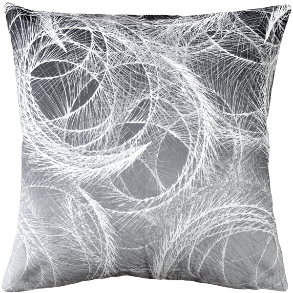 Pillow Decor - Feather Swirl Gray Throw Pillow 20x20