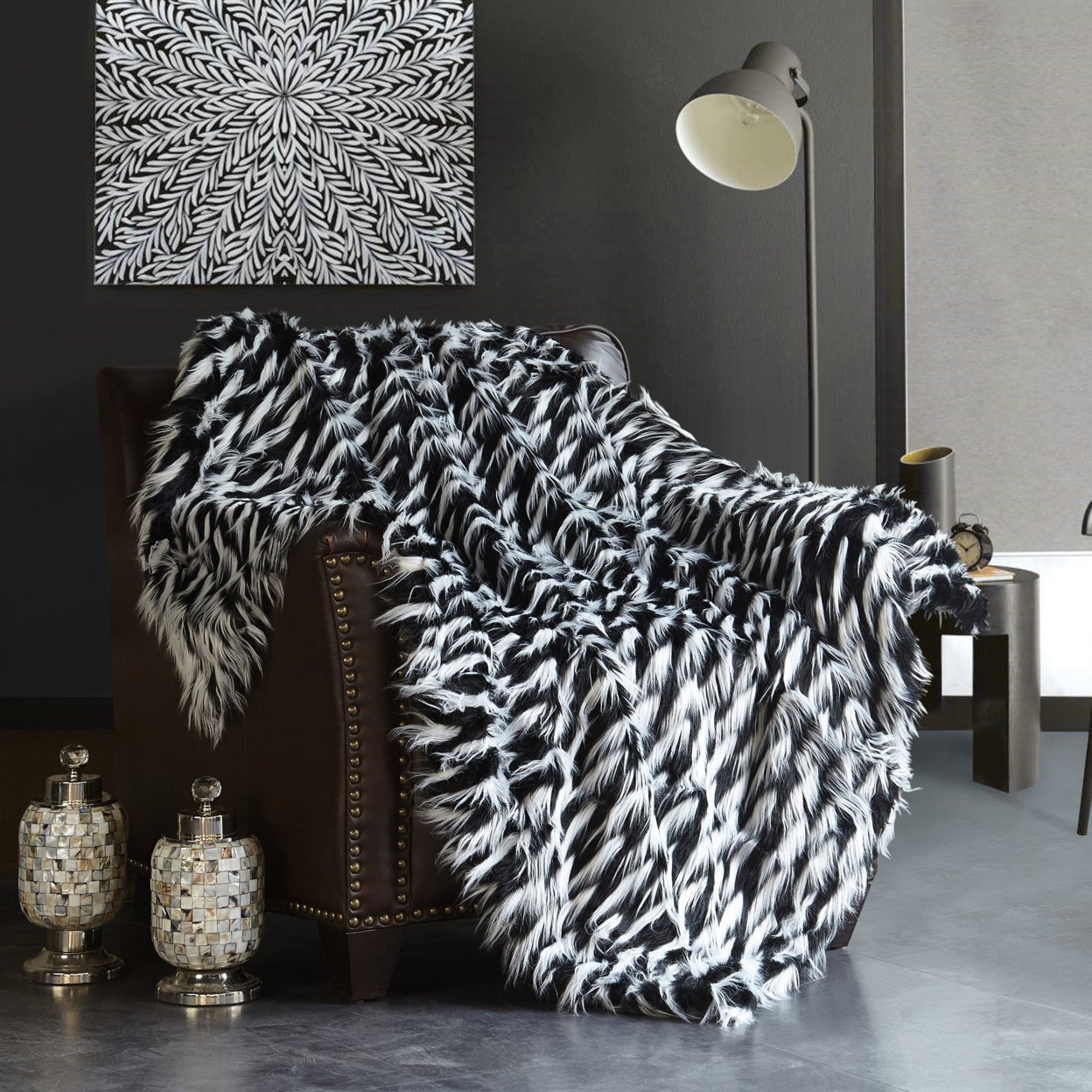 Levida Throw Blanket Super Soft Ultra Plush Micromink Backing Decorative Two-Tone Design - Black