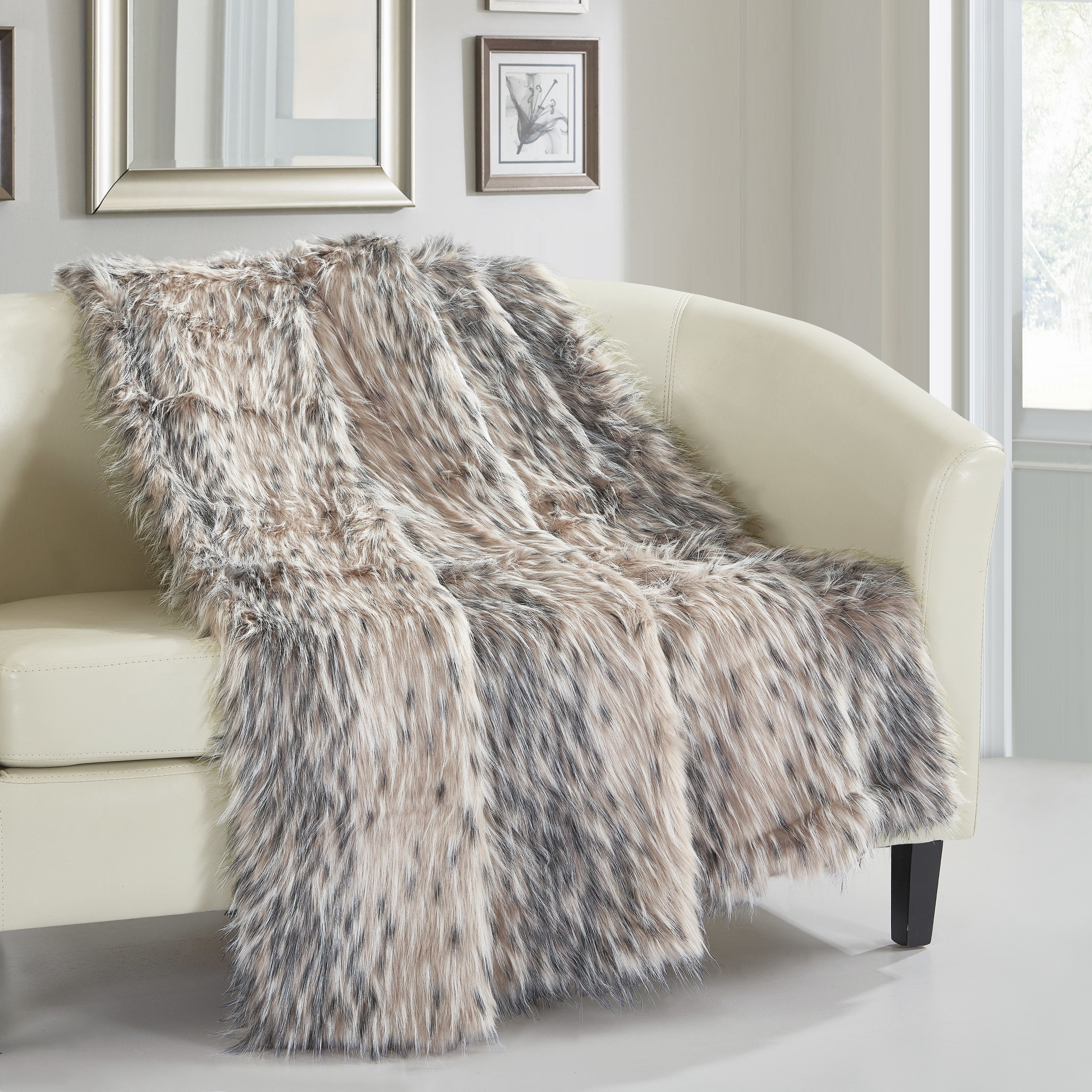Piolo Throw Blanket Cozy Super Soft Ultra Plush Micromink Backing Decorative Two-Tone Design - Beige