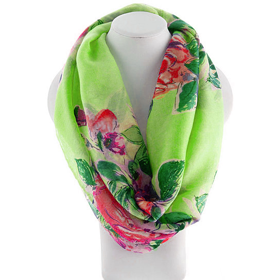 GARDEN Rose Painting Infinity Scarf - Green