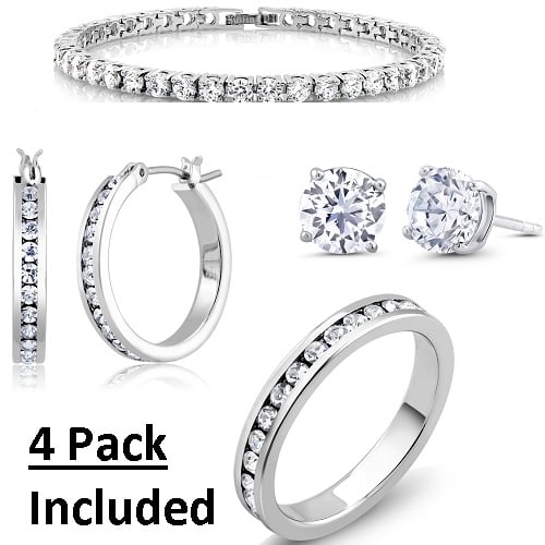 18kt White Gold Plated Eternity Jewelry Package - 6