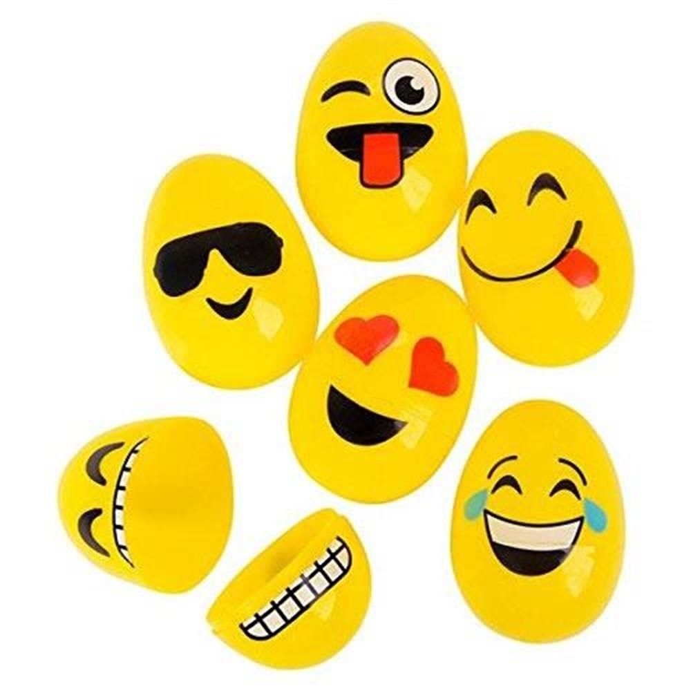 Emoticon Plastic Easter Egg Hunt 12-count Set Emoji Faces