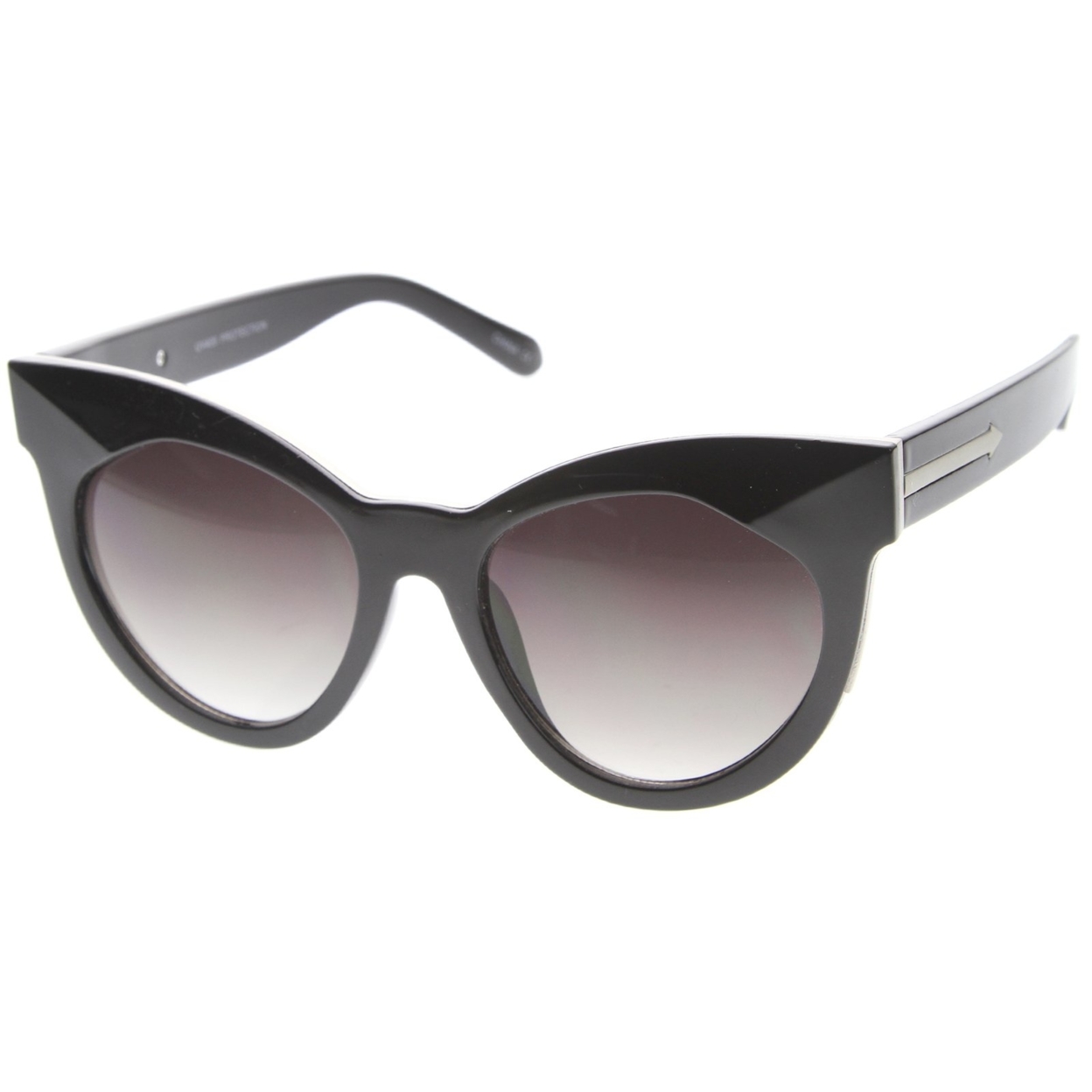 Chic Womens Oversized Flat Lens Bold Chunky Cat Eye Sunglasses 64mm - Blue-Gold / Lavender