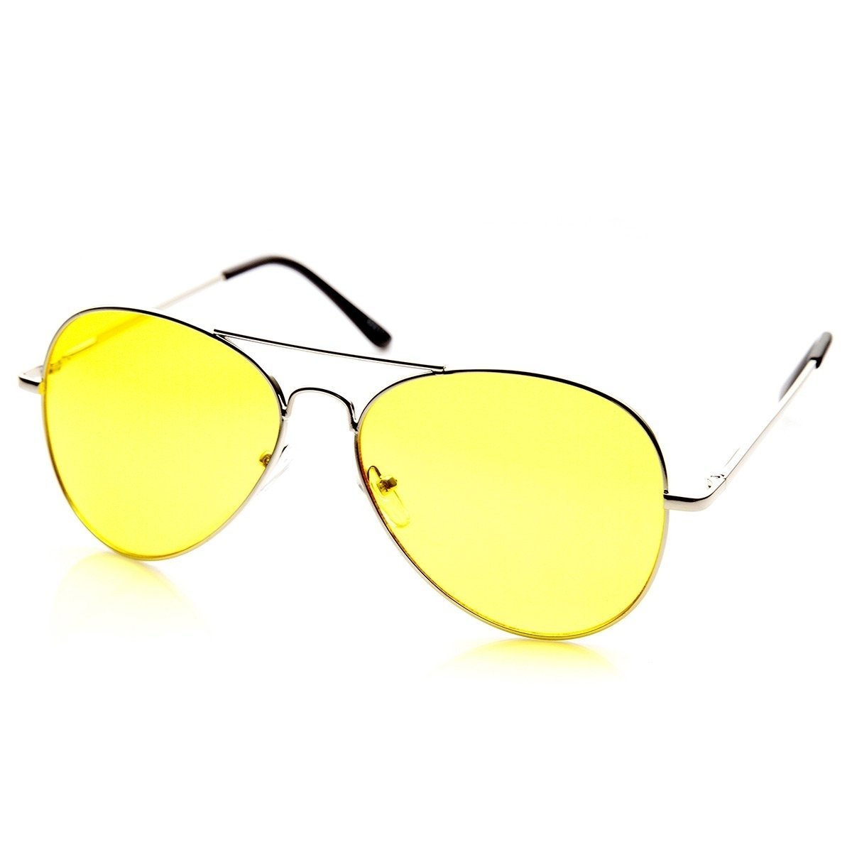 Classic Metal Frame Yellow Tinted Night Driving Aviator Sunglasses - Gold-Brown Yellow
