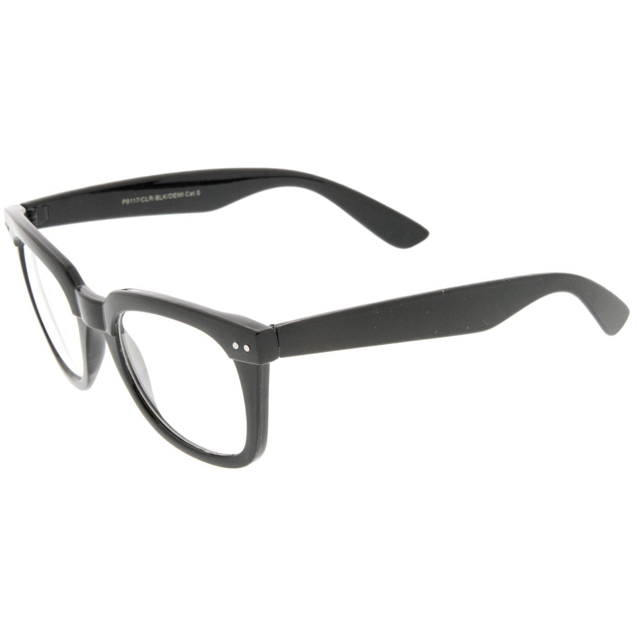 Modern Chunky Frame Wide Temple Clear Lens Square Horn Rimmed Glasses 51mm - Black / Clear