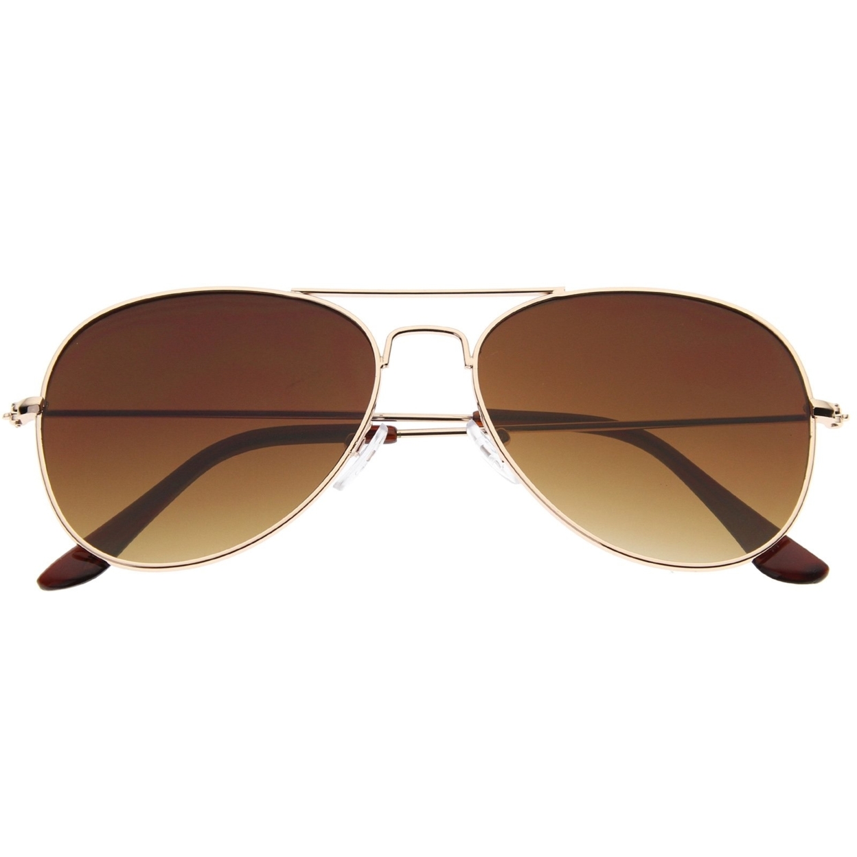 Classic Teardrop Full Metal Frame Gradient Flat Lens Aviator Sunglasses 54mm - Gold / Amber