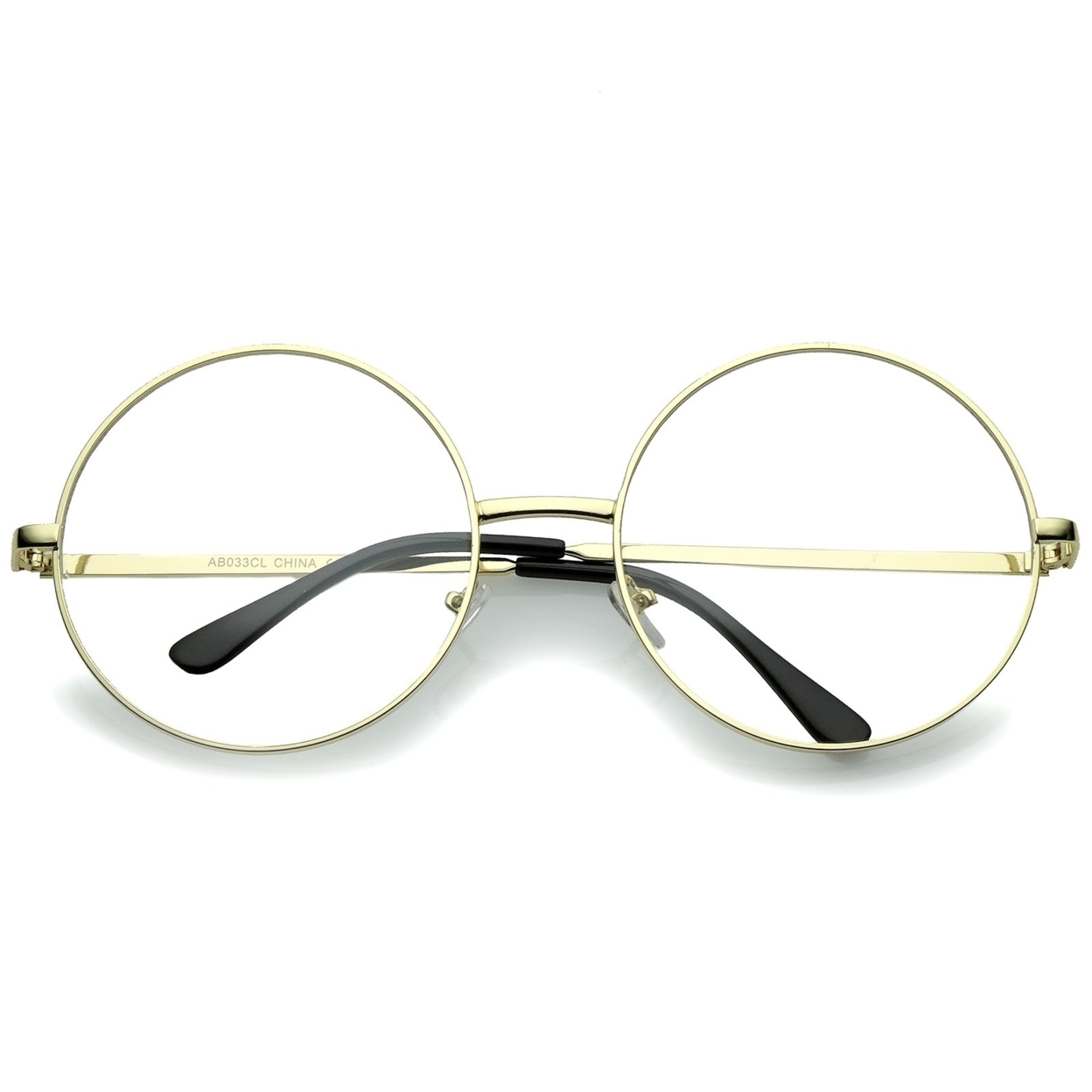 Oversize Metal Frame Slim Temple Clear Lens Round Eyeglasses 60mm - 2-Pack , Gold & Matte Black