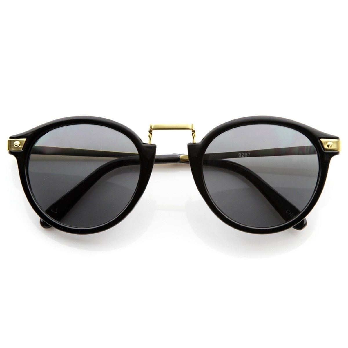 Vintage Inspired Round Horned Rim P-3 Frame Retro Sunglasses - Creme Amber