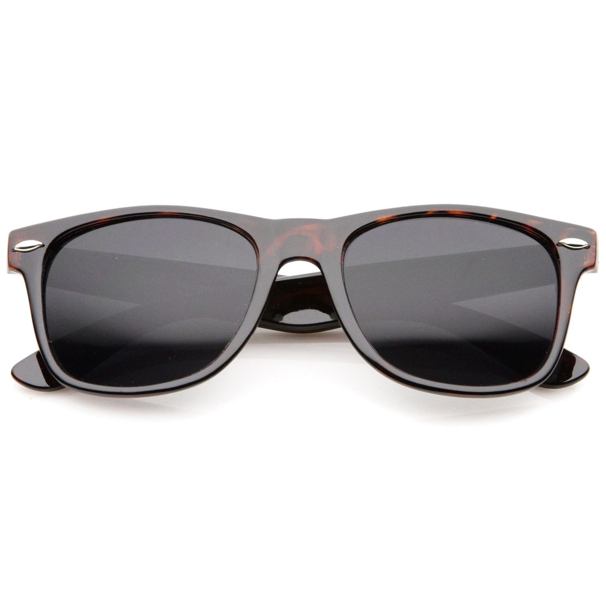 Retro Wide Temple Neutral Colored Lens Horn Rimmed Sunglasses 55mm - 2-Pack , Shiny Black + Tortoise
